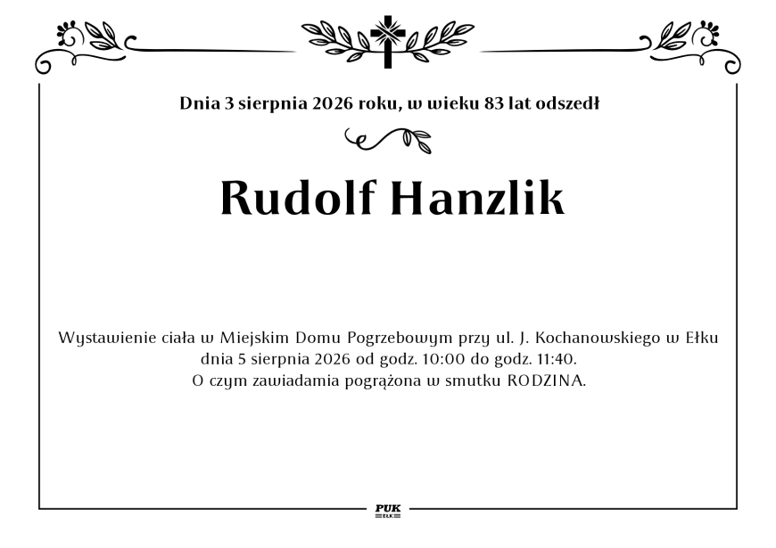 Rudolf Hanzlik - nekrolog